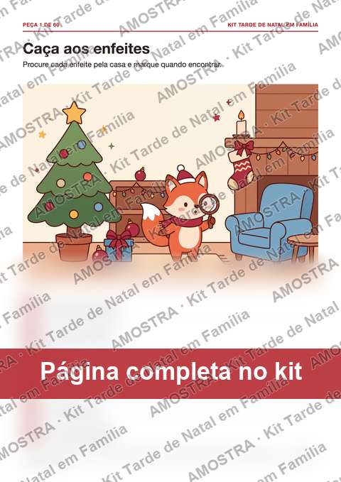 Amostra da página do kit: Caça aos enfeites