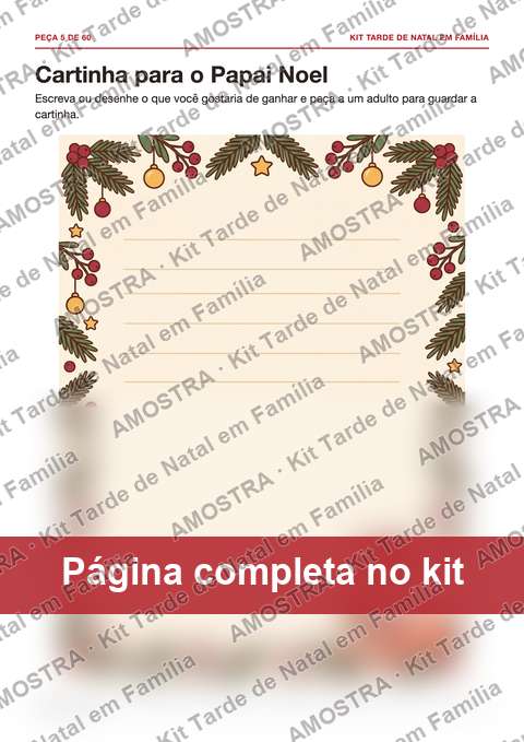 Amostra da página do kit: Cartinha para o Papai Noel