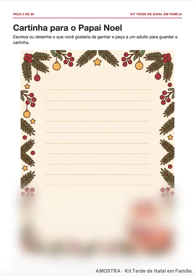 Amostra da página do kit: Cartinha para o Papai Noel