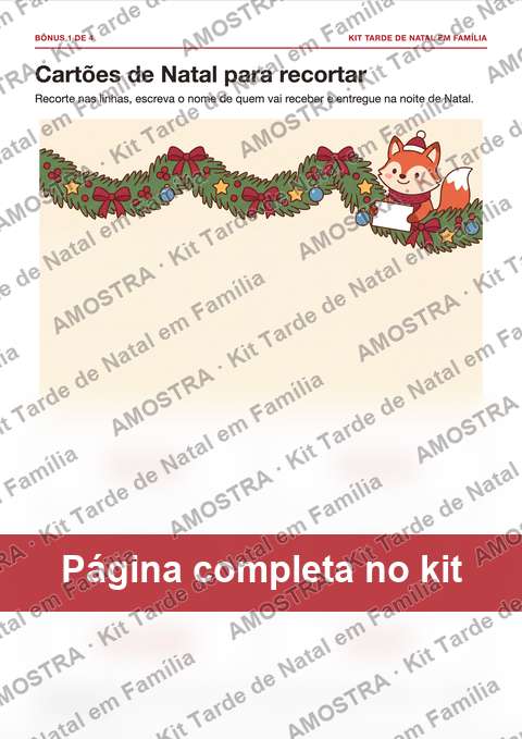 Amostra da página do kit: Cartões de Natal para recortar