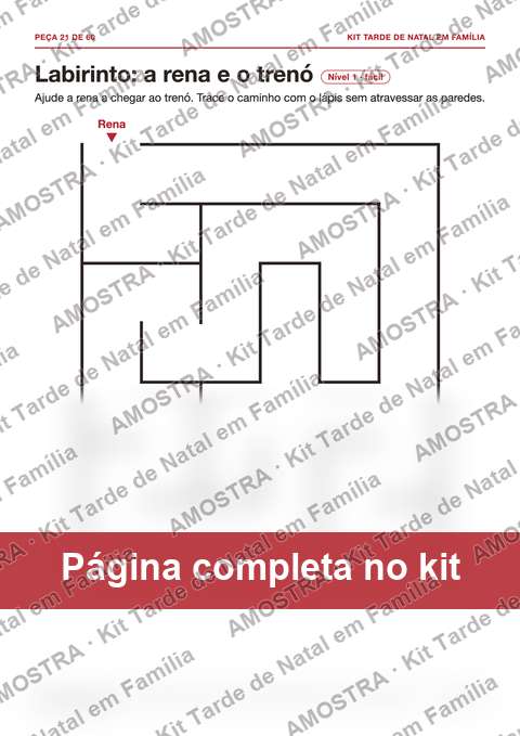 Amostra da página do kit: Labirinto: a rena e o trenó